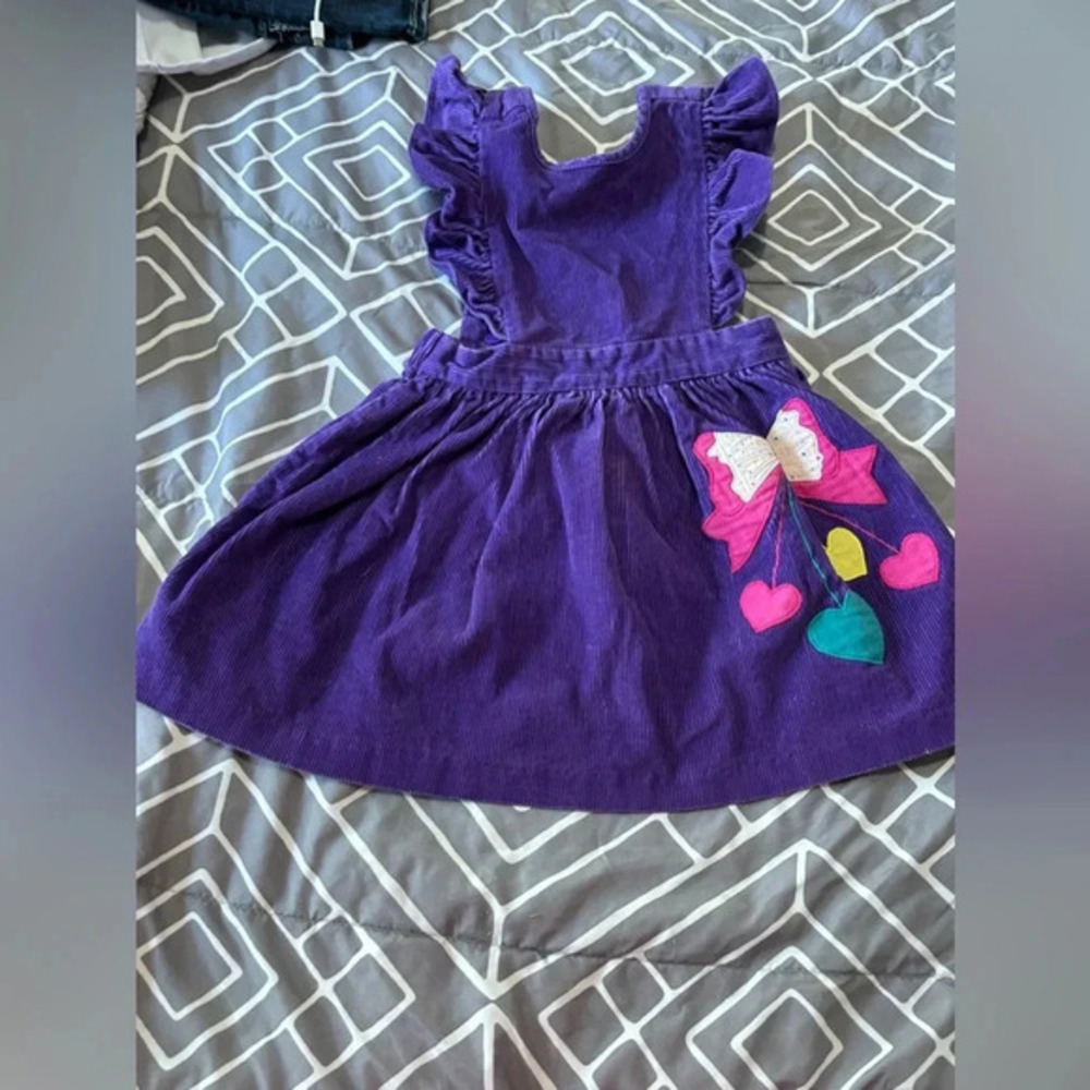 Vintage Celebration girls, corduroy, purple overall dress size 4